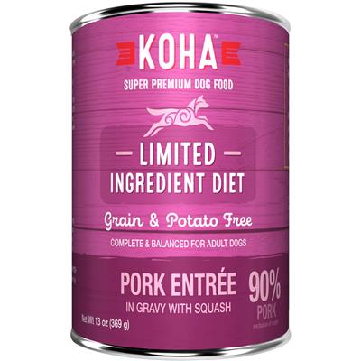 KOHA 90% Pork with Fresh Squash - 13oz Cans - Limited Ingredient Diet / case of 12