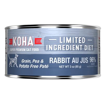 KOHA Rabbit Pâté Wet Cat Food - 3 oz Cans - Limited Ingredient Diet / case of 24