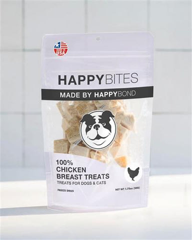 HAPPYBITES - 100% Chicken Treats for cats and dogs - 1.75oz. / case of 15