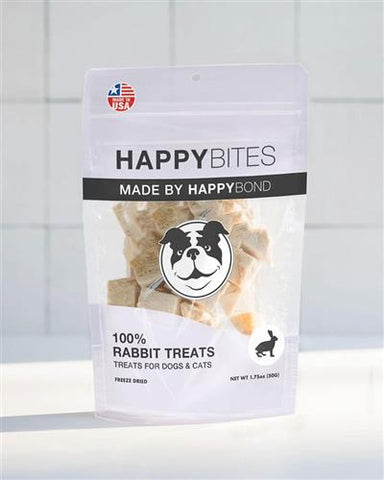 HAPPYBITES - 100% Rabbit Treats for cats and dogs - 1.75oz / case of 15