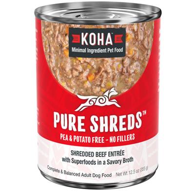 KOHA Grain Free Pure Shreds Beef Entrée for Dogs 12.5oz. / case of 12