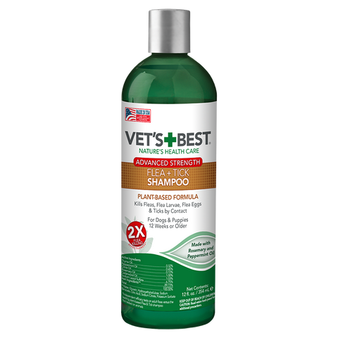 Advanced Strength Flea and Tick Dog Shampoo, 12-oz bottle