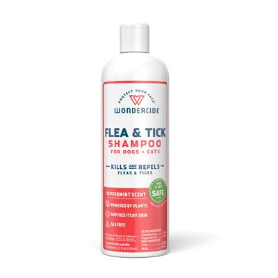 Flea & Tick Shampoo for Dogs + Cats - 12oz. liquid shampoo - Peppermint
