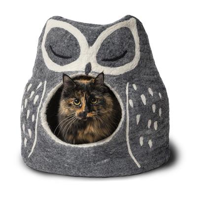 Wool Pet Cave - Owl, Grey