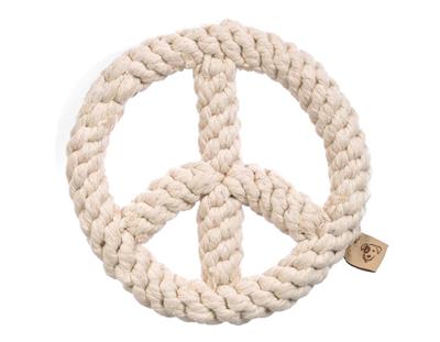 White Peace Sign 7" One Size Rope Dog Toy