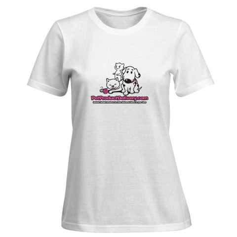 Ladies Short Sleeve Crew Neck T-shirt - White - PetProductDelivery.com